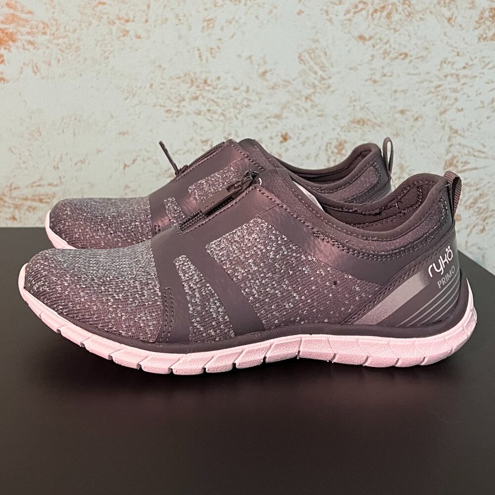 Ryka Primo Knit Iron Gray Zip Front Sneakers Size 5 - Picture 2 of 4
